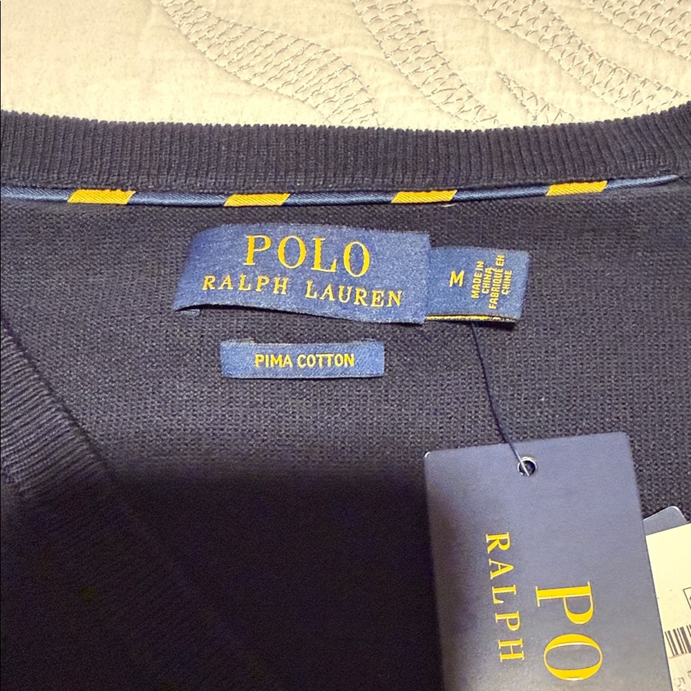 Polo by Ralph Lauren Men's Dark Blue V Neck Sweater - Picture 2 of 6